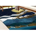 thumbnail image 1 of Landscape Rugs, Housewarming Gift Rug, Gold Rug, Navy Blue Rugs, Kitchen Rug, Minimal Rugs, Mountain Rugs, Salon Decor, Boho Mmountain Rugs, 5.2'x7.5' - 160x230 cm, 1 of 8