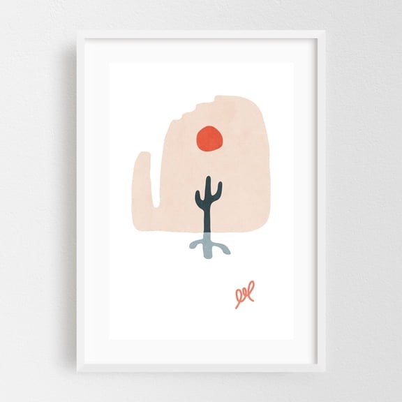 Landscape Shapes 31 - Illustration Minimalist Abstract Desert Cactus Boho Modern Art Geometric White Framed Wall Art Print 5 x 7 inches