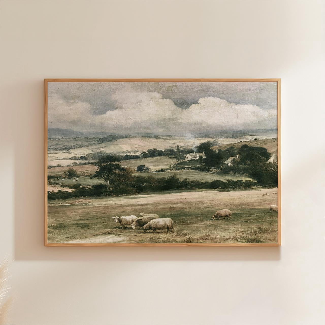 Simple Field Landscape Landscape Sheep Field Countryside Paper Alternate Classic Decor Poster ...