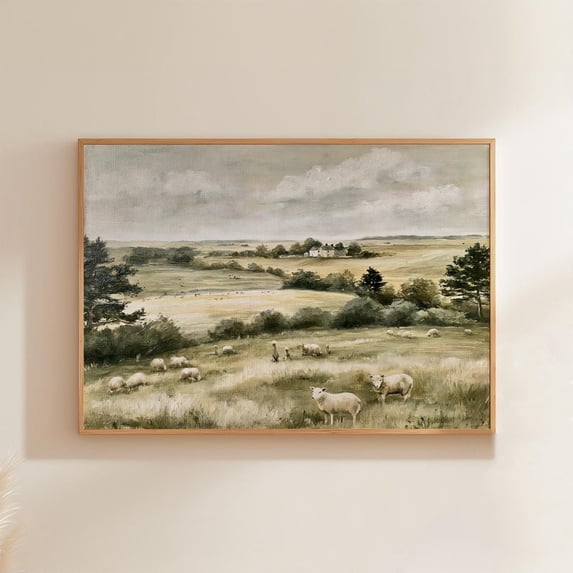 Landscape Sheep Field Countryside Paper Art Alternate Poster , Poster ...