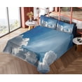 thumbnail image 1 of Landscape Sheet Set, Colorful Sky with Clouds and Sun Rays Dreamy Cloudscape After Rain Picture Art, Fitted and Flat Sheet with Pillowcases Bedding Accent 4 Piece Set, Full, Blue White, by Ambesonne, 1 of 5