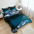 thumbnail image 1 of Ambesonne Winter Fitted & Top Sheet Set with Shams, Snowy Frozen Mountain, Blue White Green, 1 of 8
