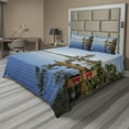 thumbnail image 1 of Ambesonne Landscape Fitted & Top Sheet Set with Shams, Country Lake House, Multicolor, 1 of 5