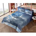thumbnail image 1 of Ambesonne Landscape Fitted & Top Sheet Set with Shams, Sunbeams from Clouds, Grey Blue, 1 of 5