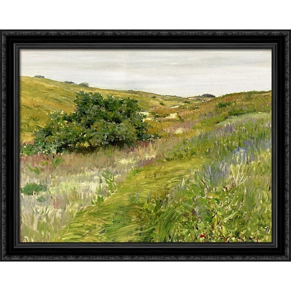 Landscape, Shinnecock Hills 34x28 Large Black Ornate Wood Framed Canvas Art by William Merritt Chase