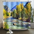 thumbnail image 1 of Landscape Shower Curtain Lake Mountain Forest Landscape Wild Nature Scenic Tree Cloth Fabr, 1 of 5