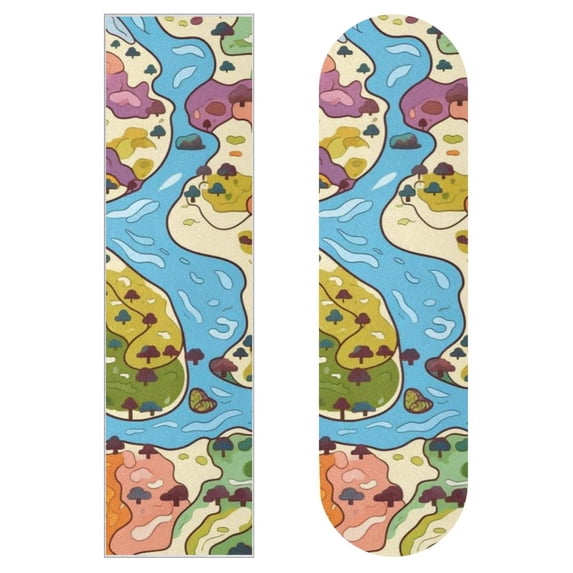 Landscape Skateboard Stickers Set of 2 - Emery Surface & PVC Back Material for 8.8x32.6in/22.4x83 cm Skateboards