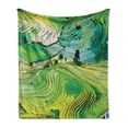 thumbnail image 1 of Landscape Soft Flannel Fleece Blanket, Aerial Vista Photo of Nature Scenery Abstract Fields with Rocks and Trees Print, Cozy Plush for Indoor and Outdoor Use, 60" x 80", Multicolor, by Ambesonne, 1 of 6