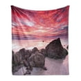 thumbnail image 1 of Landscape Soft Flannel Fleece Blanket, Australian Seascape Image with Rocks Ocean Deep Sea Rocks Sunrise Dawn Art Photo, Cozy Plush for Indoor and Outdoor Use, 60" x 80", Multicolor, by Ambesonne, 1 of 6