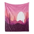 thumbnail image 1 of Landscape Soft Flannel Fleece Blanket, Cartoon Style Desert with Mountains Dunes and Cactus Silhouettes Arizona Sundown, Cozy Plush for Indoor and Outdoor Use, 50" x 60", Multicolor, by Ambesonne, 1 of 5