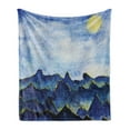 thumbnail image 1 of Landscape Soft Flannel Fleece Blanket, Hills Under Fairy Cloudy Sky with the Reflection of Moon Vivid Landscape Print, Cozy Plush for Indoor and Outdoor Use, 50" x 70", Yellow Blue, by Ambesonne, 1 of 5