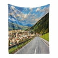 thumbnail image 1 of Landscape Soft Flannel Fleece Blanket, Road in the Alps Small Town with Colorful Houses Clouds Clear Sky Rural Scenery, Cozy Plush for Indoor and Outdoor Use, 60" x 80", Multicolor, by Ambesonne, 1 of 6