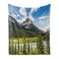 thumbnail image 1 of Landscape Soft Flannel Fleece Throw Blanket, Canadian Nature Cliffs High Tops and Ranges in Spring Day Panorama Image Print, Cozy Plush for Indoor and Outdoor Use, 70" x 90", Green Blue, by Ambesonne, 1 of 5
