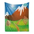 thumbnail image 1 of Landscape Soft Flannel Fleece Throw Blanket, Digitally Generated Cartoon Country Outdoor Scene with House Mountains Field, Cozy Plush for Indoor and Outdoor Use, 50" x 70", Multicolor, by Ambesonne, 1 of 5