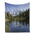 thumbnail image 1 of Landscape Soft Flannel Fleece Throw Blanket, Fall Colored Trees and Snowy Mountain Landscape with Crystal Lake Nature, Cozy Plush for Indoor and Outdoor Use, 60" x 80", Green Blue White, by Ambesonne, 1 of 5