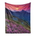 thumbnail image 1 of Landscape Soft Flannel Fleece Throw Blanket, Floral Mountians Nature Outdoory at Sunset, Cozy Plush for Indoor and Outdoor Use, 60" x 80", Multicolor, by Ambesonne, 1 of 6