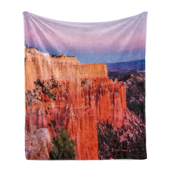 Landscape Soft Flannel Fleece Throw Blanket, Natural Monuments in Bryce Canyon National Park Touristy Plateau, Cozy Plush for Indoor and Outdoor Use, 50" x 60", Vermilion Violet Blue, by Ambesonne