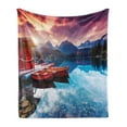 thumbnail image 1 of Landscape Soft Flannel Fleece Throw Blanket, Peaceful Mountain Lake Majestic Sky and Mountains South Asia Romantic View, Cozy Plush for Indoor and Outdoor Use, 70" x 90", Multicolor, by Ambesonne, 1 of 5