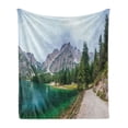 thumbnail image 1 of Landscape Soft Flannel Fleece Throw Blanket, Photo of Lake Between Mountains Hiking Trail Outdoors Scenery, Cozy Plush for Indoor and Outdoor Use, 70" x 90", Multicolor, by Ambesonne, 1 of 5