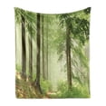 thumbnail image 1 of Landscape Soft Flannel Fleece Throw Blanket, Photo of Misty Forest After the Rain in Sunshine Hiking Trail Outdoors Scenic, Cozy Plush for Indoor and Outdoor Use, 50" x 60", Multicolor, by Ambesonne, 1 of 5