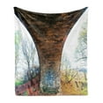 thumbnail image 1 of Landscape Soft Flannel Fleece Throw Blanket, Pillar of Old Stone Bridge in Rural Area Historic Architecture Landmark, Cozy Plush for Indoor and Outdoor Use, 60" x 80", Brown Green, by Ambesonne, 1 of 5