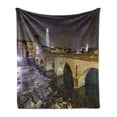 thumbnail image 1 of Landscape Soft Flannel Fleece Throw Blanket, Ponte Pietra on River Adige Roman Bridge in the Old Town of Verona Italy, Cozy Plush for Indoor and Outdoor Use, 50" x 70", Black Beige, by Ambesonne, 1 of 5