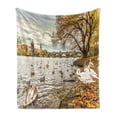 thumbnail image 1 of Landscape Soft Flannel Fleece Throw Blanket, Prague Charles Bridge Old Town Czech Republic Riverside Scenic View with Swans, Cozy Plush for Indoor and Outdoor Use, 70" x 90", Multicolor, by Ambesonne, 1 of 5