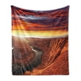 thumbnail image 1 of Landscape Soft Flannel Fleece Throw Blanket, Scenery of the River Between Rock Cliffs with Sky Image, Cozy Plush for Indoor and Outdoor Use, 50" x 60", Orange Yellow, by Ambesonne, 1 of 6