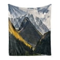 thumbnail image 1 of Landscape Soft Flannel Fleece Throw Blanket, Snowy Mountains Left Talgar in Kazakhstan Central Asia Outdoor Scenic, Cozy Plush for Indoor and Outdoor Use, 50" x 60", Multicolor, by Ambesonne, 1 of 5