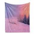 thumbnail image 1 of Landscape Soft Flannel Fleece Throw Blanket, Winter Outdoor Scenery with Snow Blanketed Land and Tree Vivid Sky, Cozy Plush for Indoor and Outdoor Use, 50" x 60", Multicolor, by Ambesonne, 1 of 6