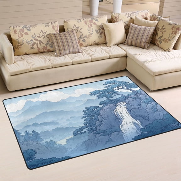 Landscape Soft Polyester Area Rug 31''x20'', Non Slip, Memory Foam, Water Absorbent