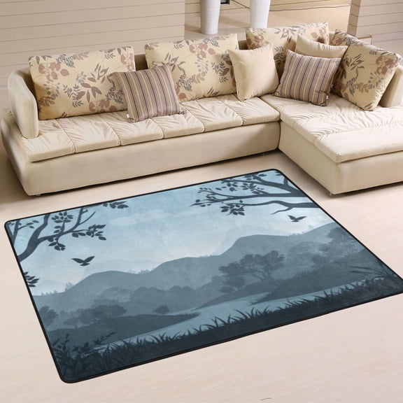 Landscape Soft Polyester Area Rug 36''x24'', Non Slip, Memory Foam, Water Absorbent