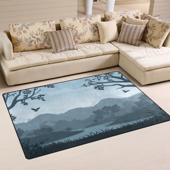 Landscape Soft Polyester Area Rug 60''x39'', Non Slip, Memory Foam, Water Absorbent