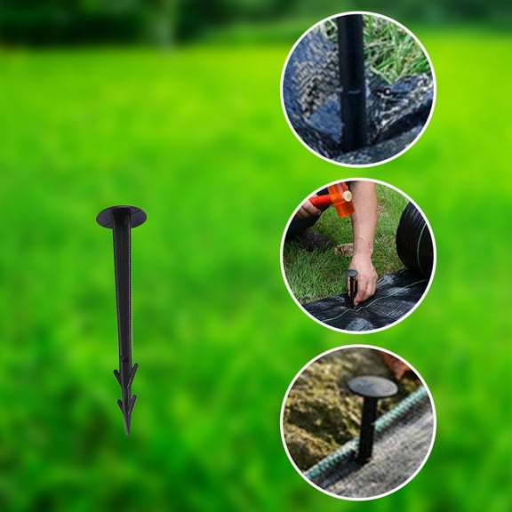 Landscape Stakes 50-Pack, Heavy-Duty Ground Staples for Securing Sod Artificial Grass and Tarps, Reinforced Hook Design with Multiple Sizes, Multipurpose Garden Anchoring Pins (Black)