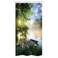 thumbnail image 1 of Landscape Stall Shower Curtain, Fishing Pier by River in the Morning with Clouds and Trees Nature Image, Fabric Bathroom Set with Hooks, 36W X 72L Inches Long, Green Blue White, by Ambesonne, 1 of 1