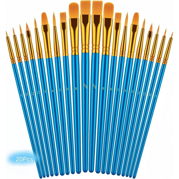Paint Brushes for Acrylic Painting, 20 Pcs Paint Brushes Set Acrylic Painting Brushes Bulk Multipurpose Brush for Canvas Watercolor Face Painting Fabric Rock Pumpkin