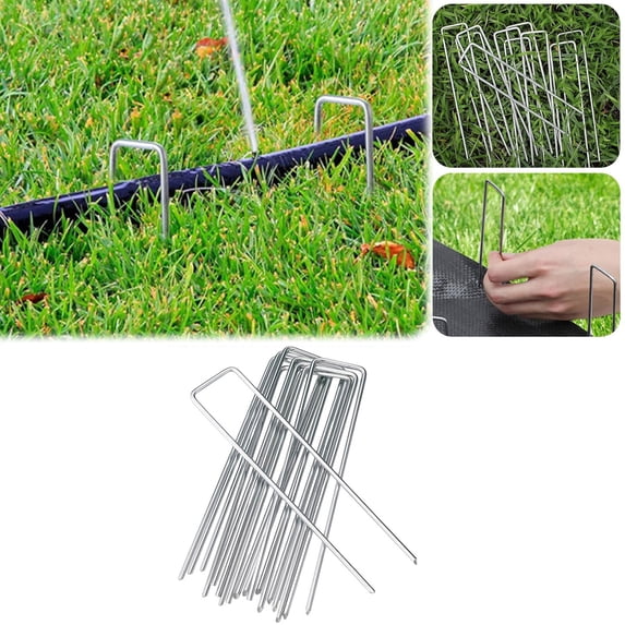 Landscape Staples, Garden Stakes, U-Shaped Pins Tent Stakes Yard Ground Staples for Landscaping Fabric, Lawn, Turf, Fence, Plant Cover, Irrigation, 2.5mm Thick, 4 Inch