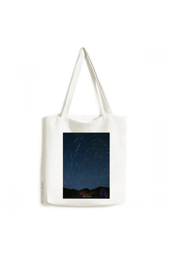 Landscape Stars Lights Night Sky Tote Canvas Bag Shopping Satchel Casual Handbag