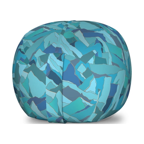 Landscape Storage Toy Bag Chair, Modern Illustration of Mountain Ranges in Blue and Green Tones Art Print, Stuffed Animal Organizer Washable Bag, Large Size, Multicolor, by Ambesonne