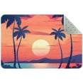 Landscape Sunset with the Palm Trees Small Area Rug, NonSlip Door Mat