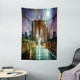 thumbnail image 1 of Landscape Tapestry, Brooklyn Bridge Pedestrian Walkway Before Sunrise American Landmark Picture, Wall Hanging for Bedroom Living Room Dorm Decor, 40W X 60L Inches, Purple Brown, by Ambesonne, 1 of 2