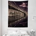 thumbnail image 1 of Landscape Tapestry, Brooklyn Bridge Sunset NYC View Skyline Tourist Attraction Modern City, Wall Hanging for Bedroom Living Room Dorm Decor, 60W X 80L Inches, Pale Brown Dried Rose, by Ambesonne, 1 of 5