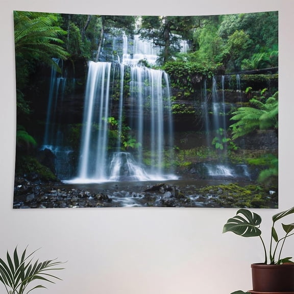 Landscape Tapestry Wall Hanging Rainforest Waterfall Tropical Green Forest Natural Scenery Tapestries Home Decor for Living Room Bedroom Apartment Farmhouse Dorm 40"x60"