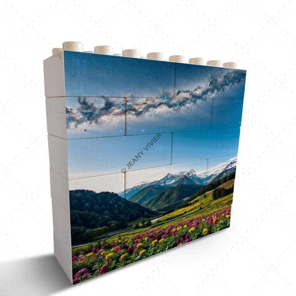 Landscape Themed Novelty Building Brick Funny Block Puzzle Horizontal Shaped Picture Creative Brick Puzzle Decorative Sign/Plaque Christmas Birthday Valentine's Day Housewarming Gift