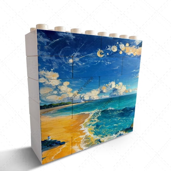 Landscape Themed Novelty Building Brick Horizontal Shaped Picture Unique Home Decor for Desk Shelf Decor Christmas Birthday Valentine's Day Housewarming Gift