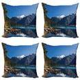 thumbnail image 1 of Ambesonne Landscape Throw Pillow Cover 4 Pack, Winter Mountain Trees, 20", Dark Brown White, 1 of 6