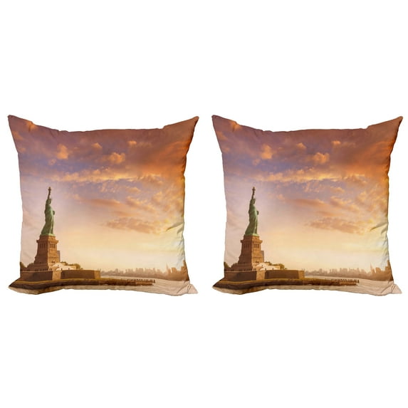 Ambesonne Landscape Throw Pillow Cover 2 Pack, USA New York Scenery, 18", Multicolor