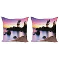 thumbnail image 1 of Ambesonne Landscape Throw Pillow Cover 2 Pack, Sandy Beach by River, 16", Purple Cream, 1 of 6
