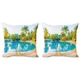 thumbnail image 1 of Ambesonne Landscape Throw Pillow Cover 2 Pack, Pool Resort Travel, 16", Green Blue Cream, 1 of 5