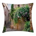 thumbnail image 1 of Landscape Throw Pillow Cushion Cover, Summer Garden Flowers Marigold Stones Antique Ancient House in Spain Art Print, Decorative Square Accent Pillow Case, 16 X 16 Inches, Multicolor, by Ambesonne, 1 of 2